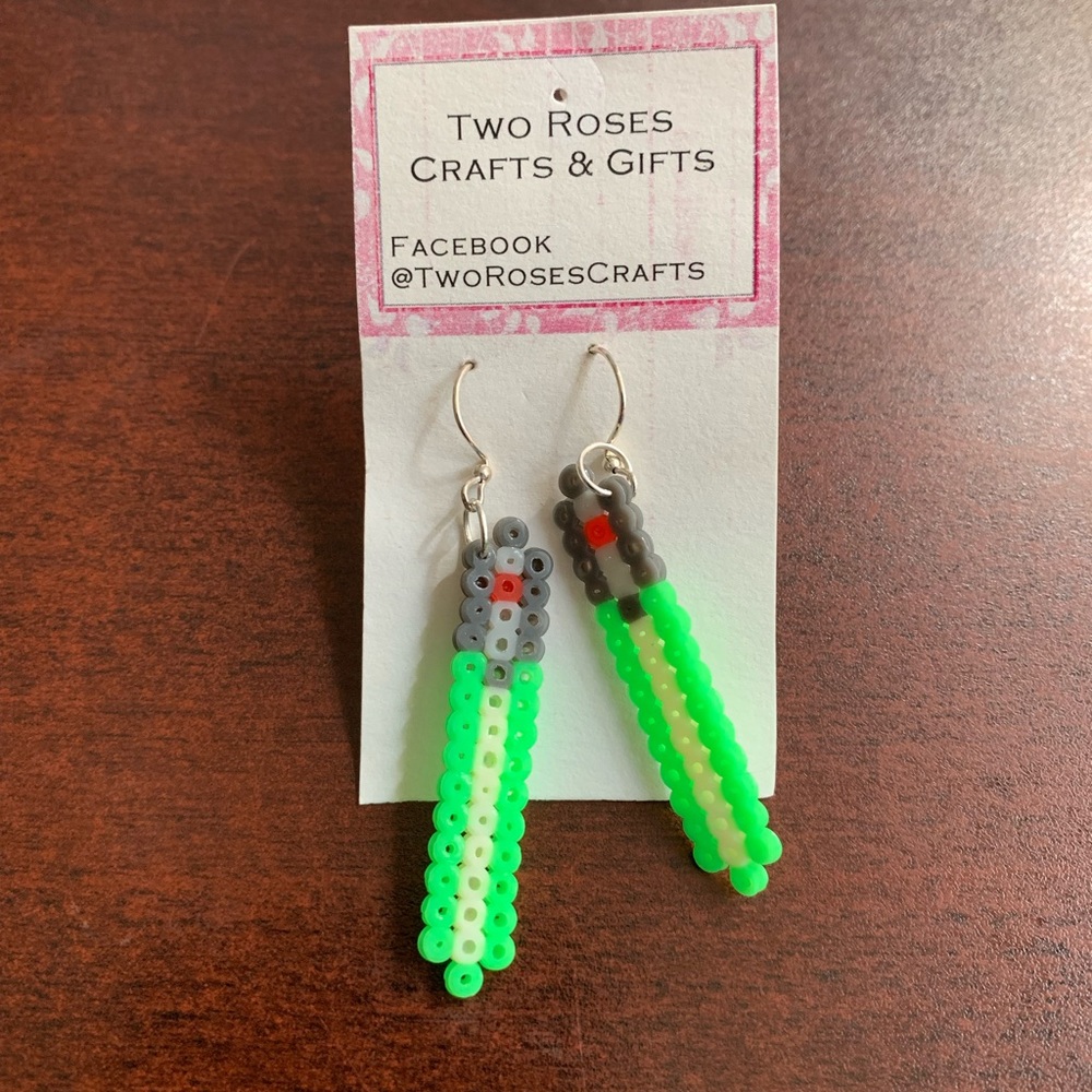Green lightsaber earrings